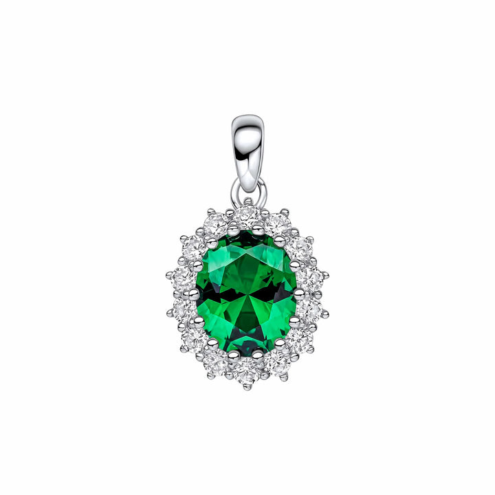 Diamonfire Oval Green Nano White Cubic Zirconia Pendant P5517