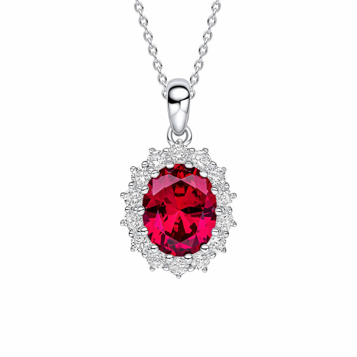 Diamonfire Oval Red Synthetic Ruby Cubic Zirconia Pendant P5518