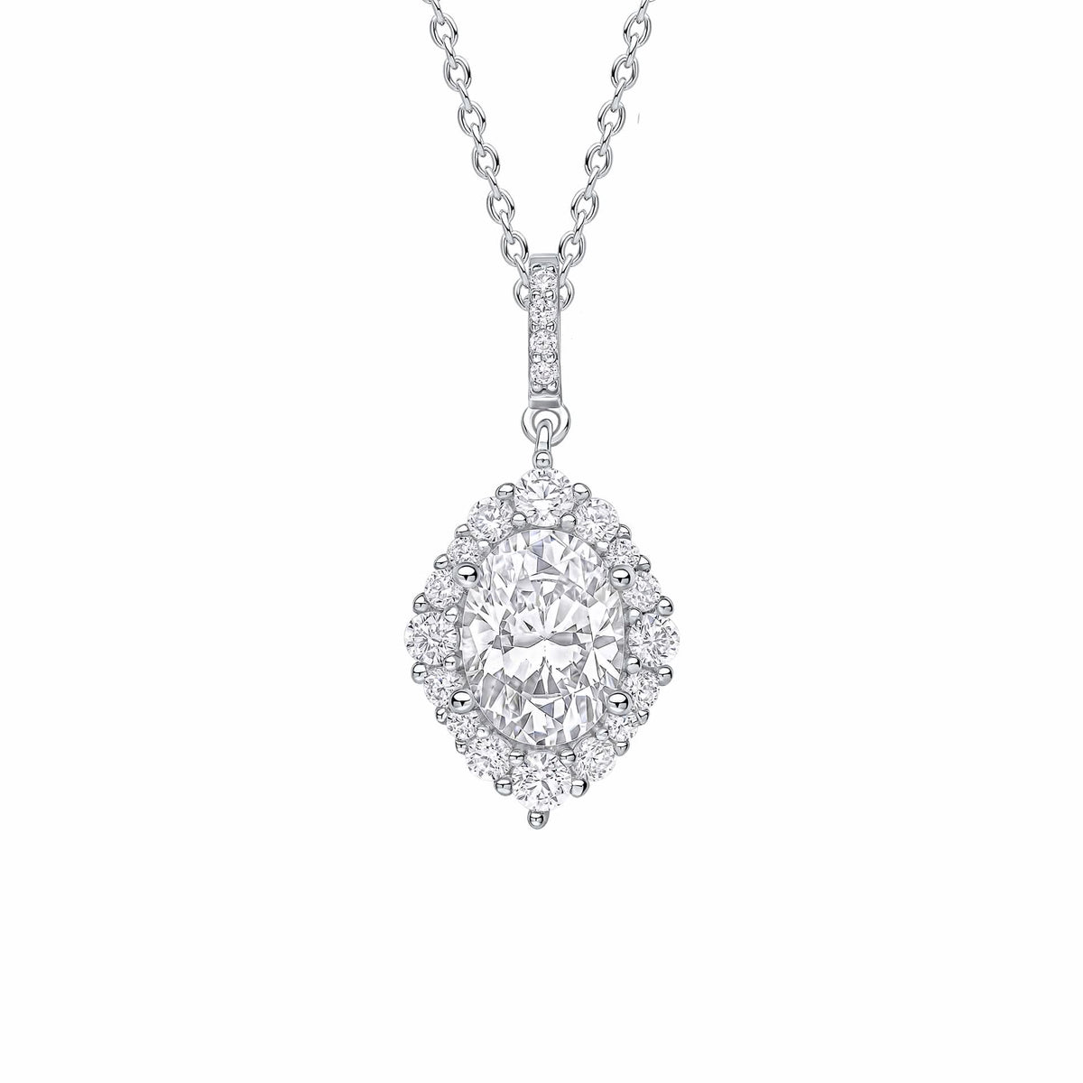 Diamonfire Cubic Zirconia Oval Cluster Pendant P5519