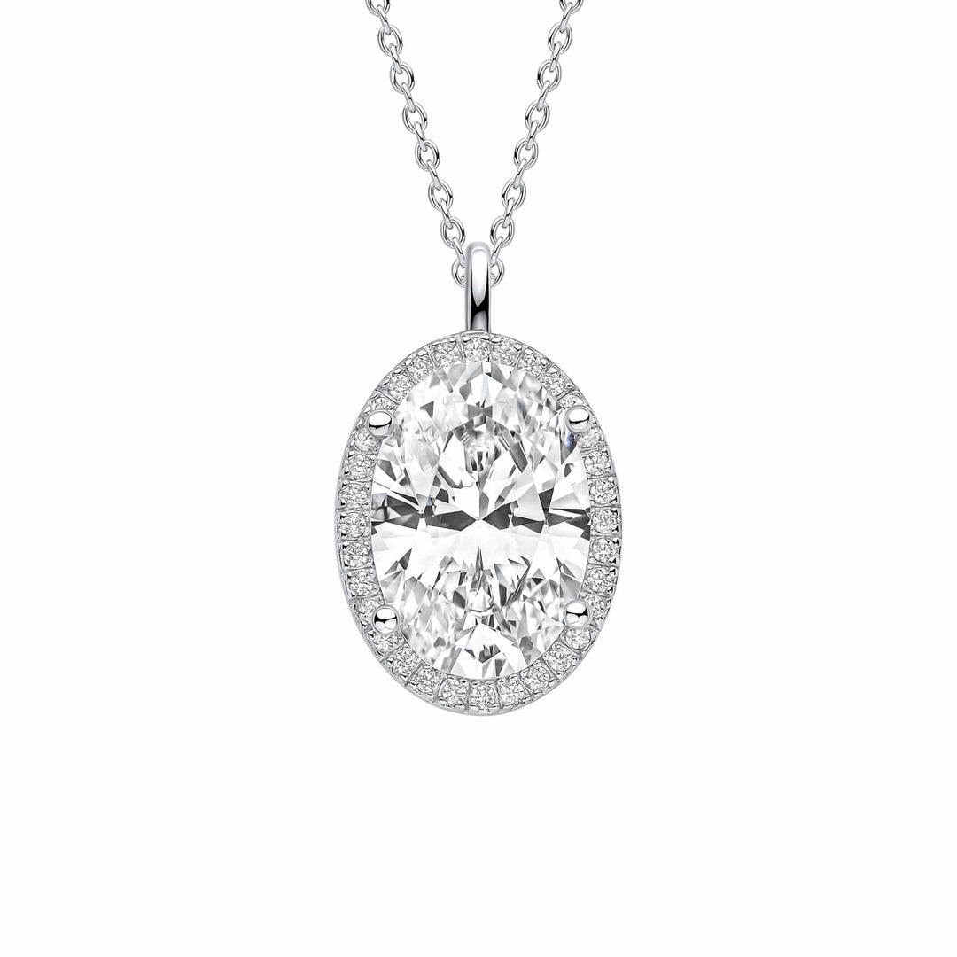 Diamonfire Cubic Zirconia Oval Halo Pendant P5521