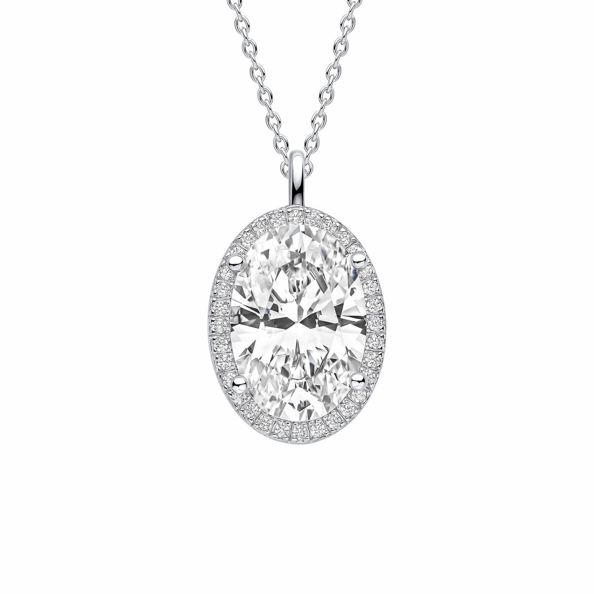 Diamonfire Cubic Zirconia Oval Halo Pendant P5521