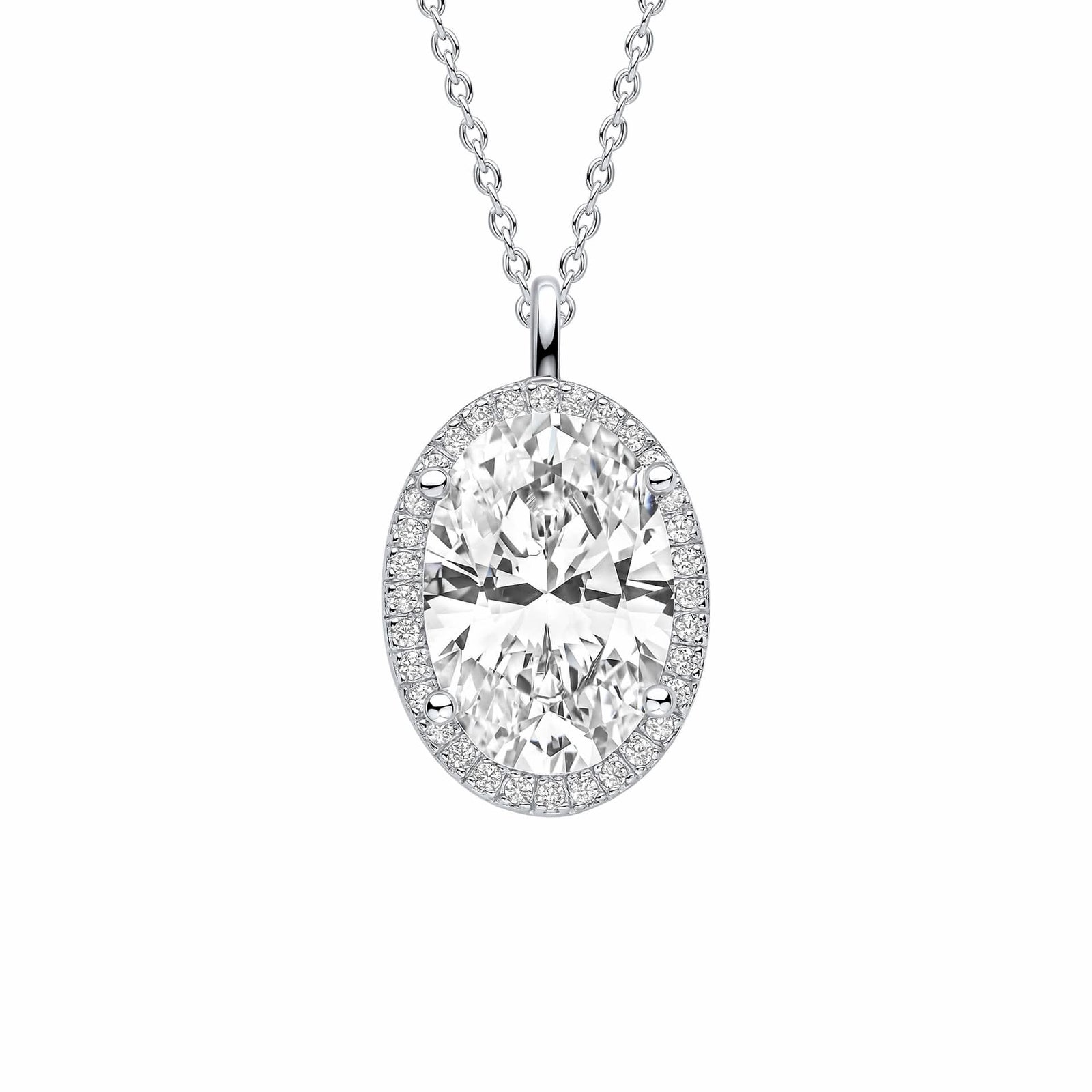 Diamonfire Cubic Zirconia Oval Halo Pendant P5521