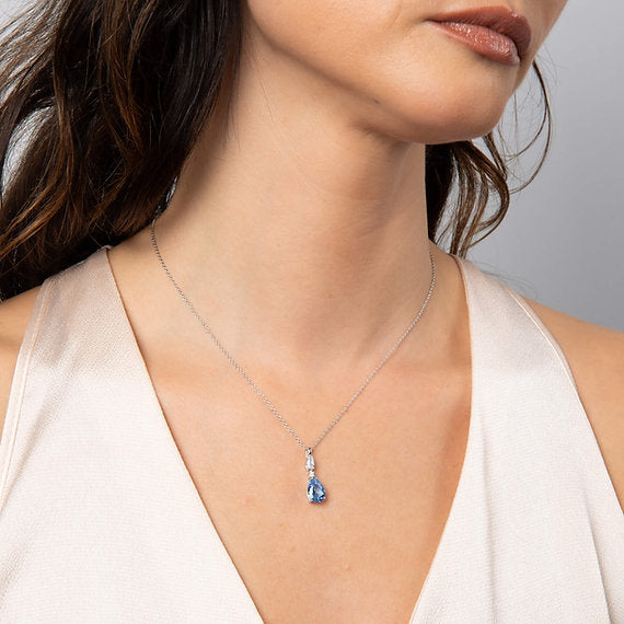 Diamonfire Clear Grey Blue Cubic Zirconia Timeless Pear Cut Pendant P5567