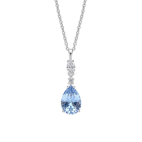 Diamonfire Clear Grey Blue Cubic Zirconia Timeless Pear Cut Pendant P5567
