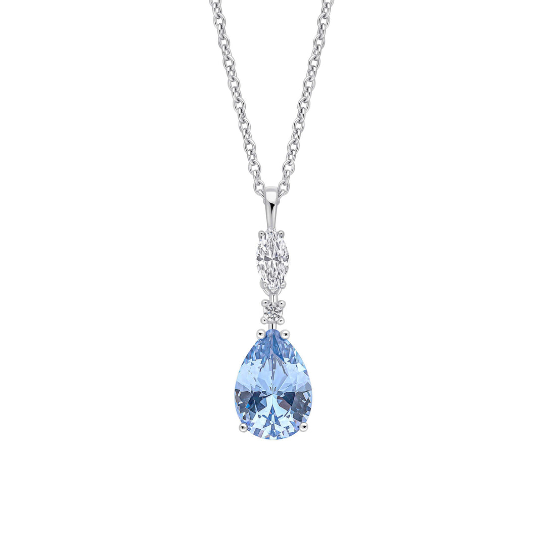 Diamonfire Clear Grey Blue Cubic Zirconia Timeless Pear Cut Pendant P5567