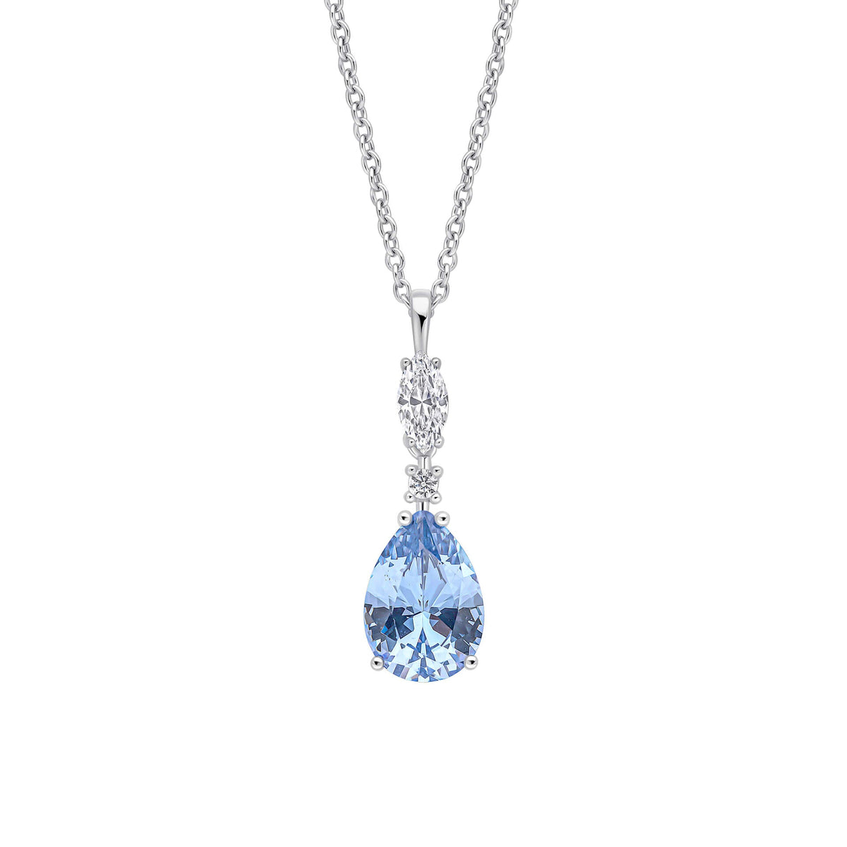 Diamonfire Clear Grey Blue Cubic Zirconia Timeless Pear Cut Pendant P5567