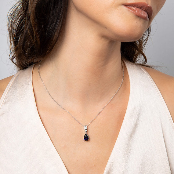 Diamonfire Clear Sapphire Cubic Zirconia Elegant Princess Cut Pendant P5575