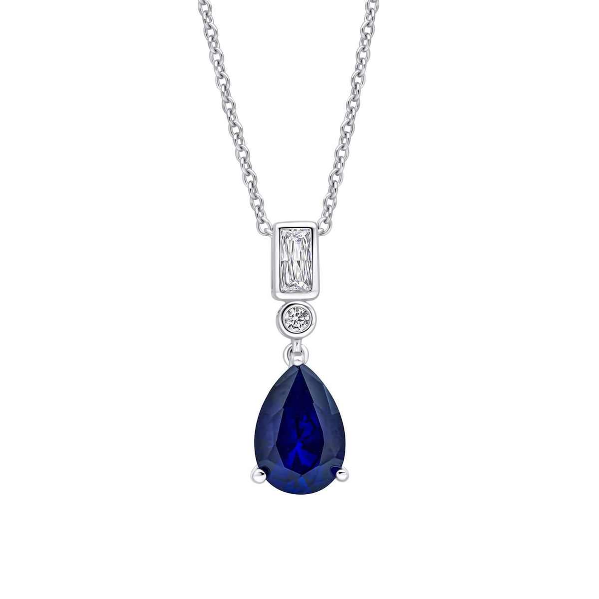 Diamonfire Clear Sapphire Cubic Zirconia Elegant Princess Cut Pendant P5575