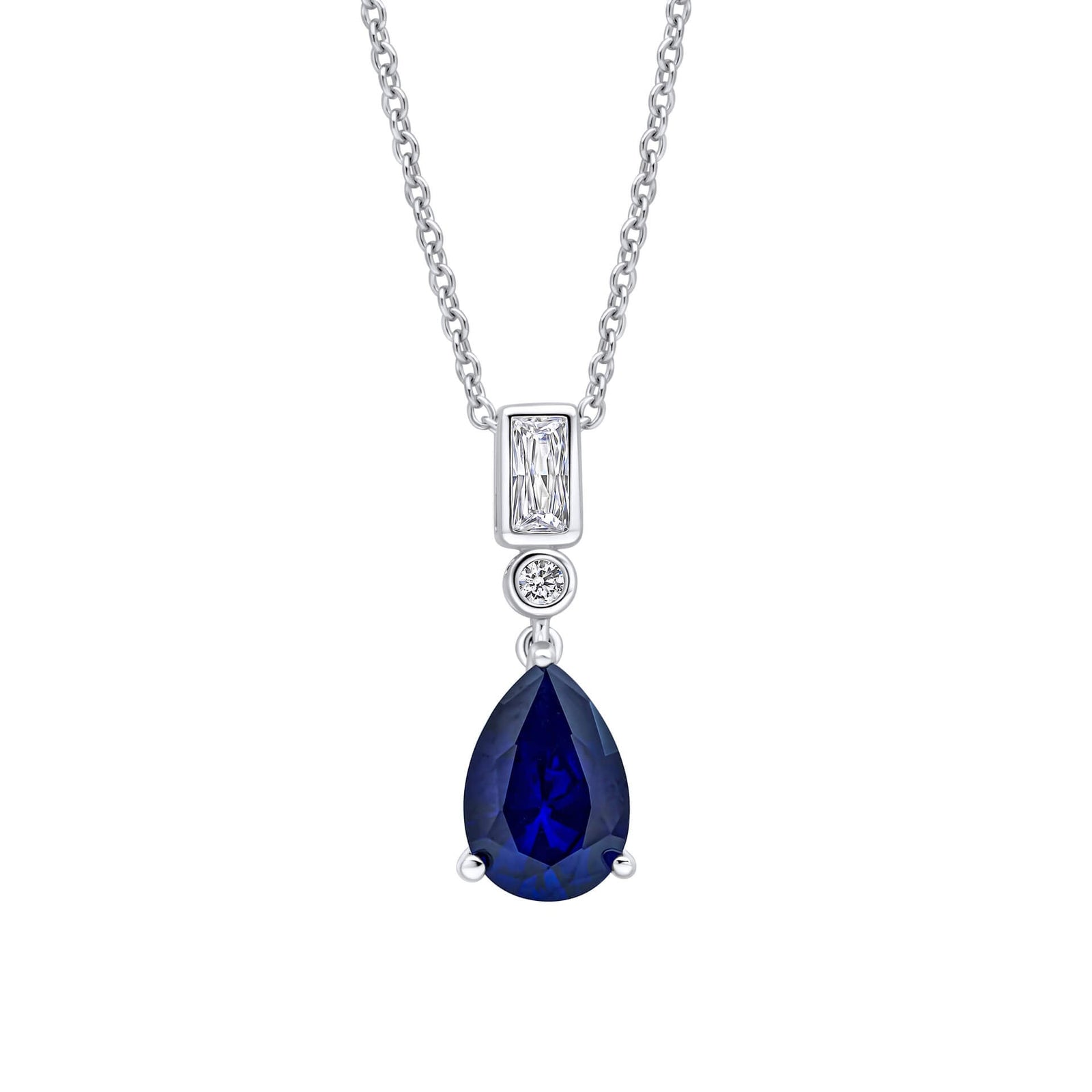 Diamonfire Clear Sapphire Cubic Zirconia Elegant Princess Cut Pendant P5575
