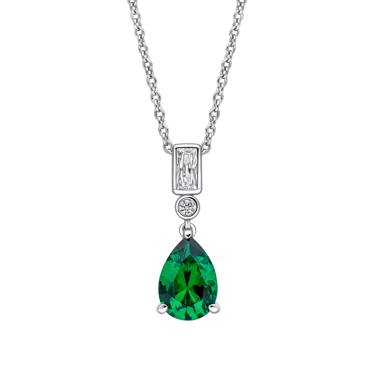 Diamonfire Clear Green Nano Cubic Zirconia Classic Cushion Cut Pendant P5576