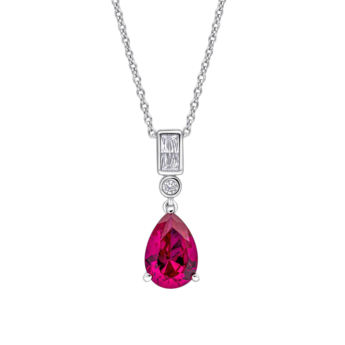 Diamonfire Clear Ruby Cubic Zirconia Contemporary Princess Cut Pendant P5577