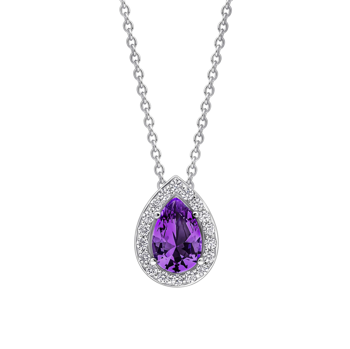Diamonfire Clear Amethyst Cubic Zirconia Minimal Princess Cut Pendant P5579