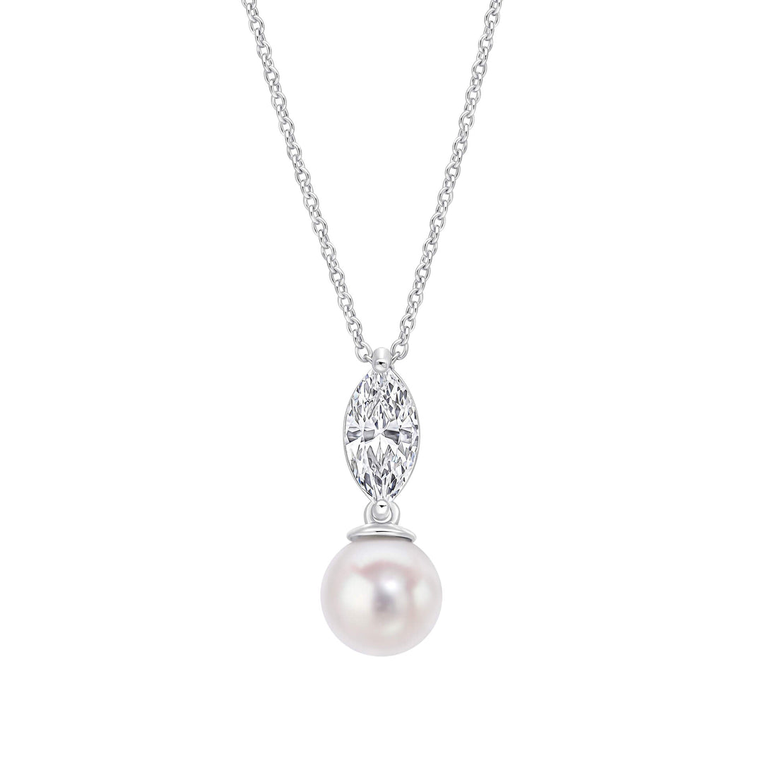 Diamonfire Clear Cubic Zirconia White Shell Pearl Statement Brilliant Cut Pendant P5582