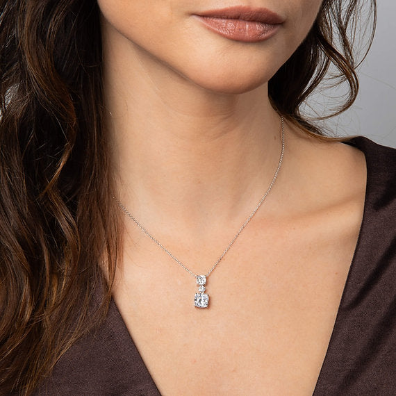 Diamonfire Clear Cubic Zirconia Statement Cushion Cut Pendant P5583