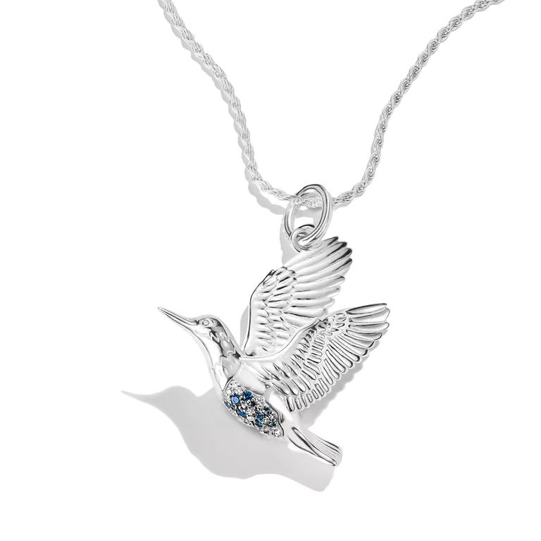 Thomas Sabo Elyndra Sterling Silver Multicoloured Zirconia Kingfisher Pendant PE1009-166-7