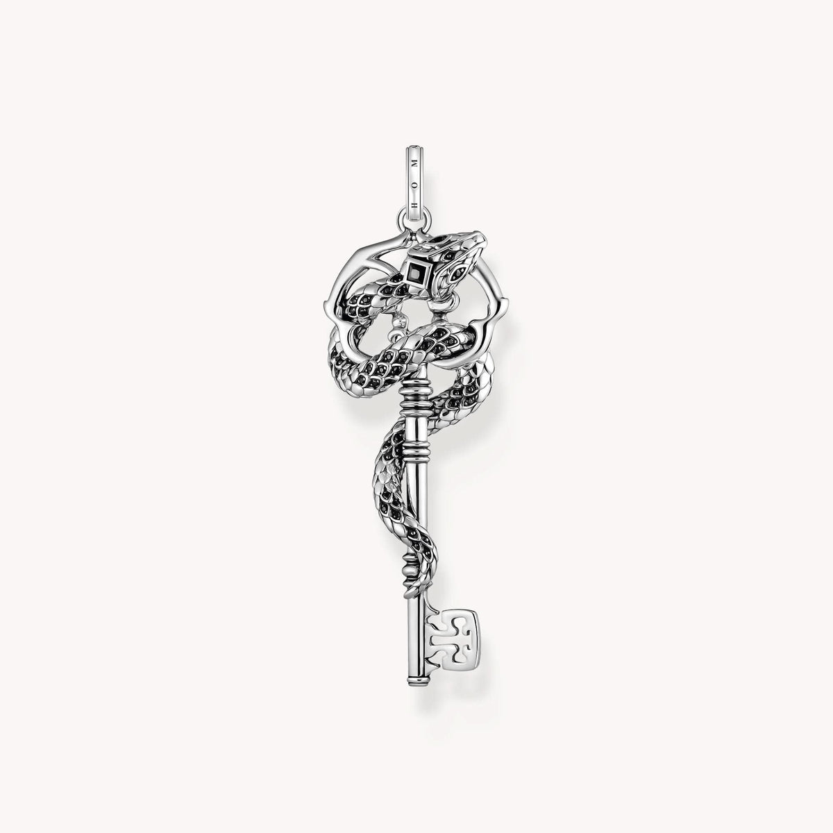 Sterling Silver Black Stones Snake Pendant PE983-691-11