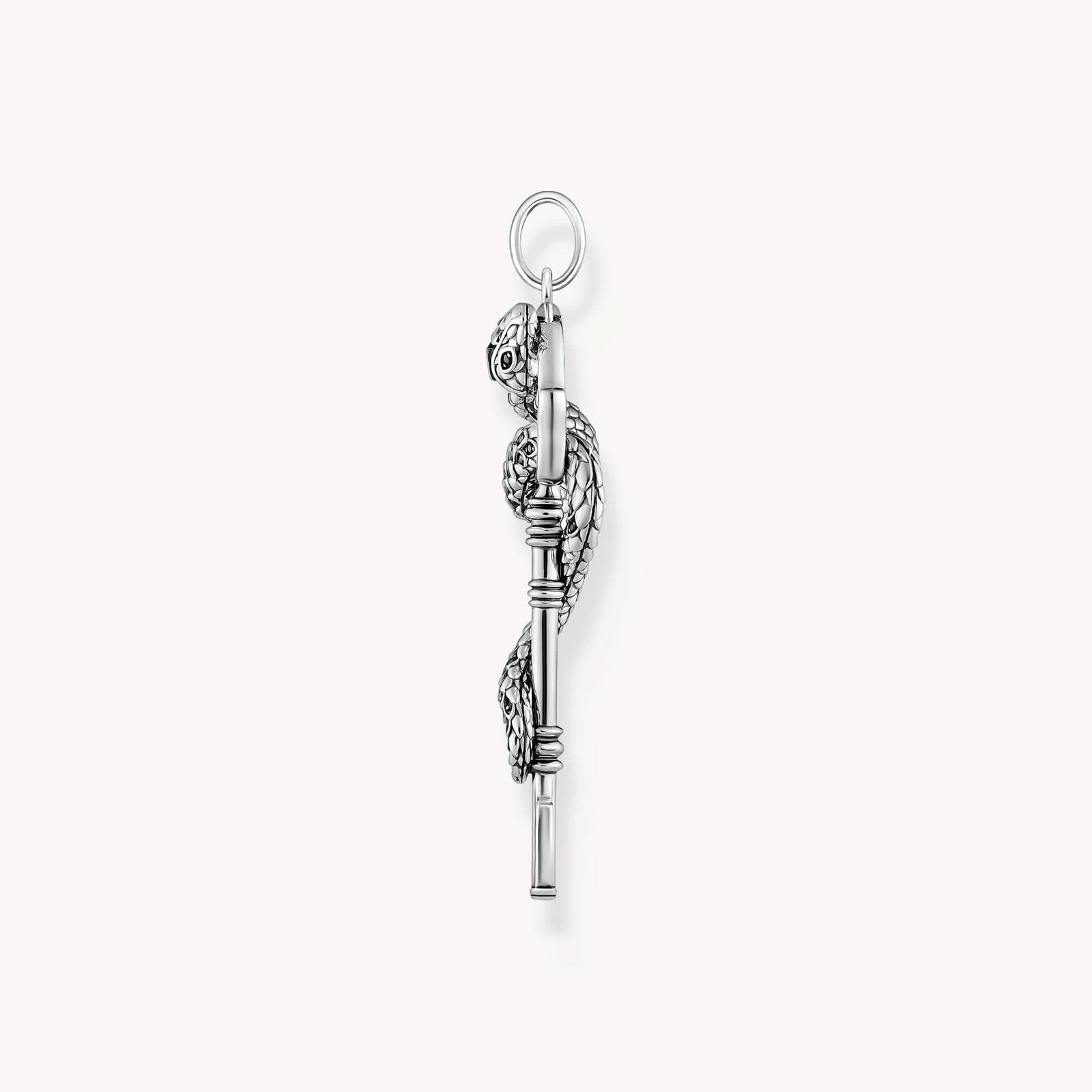 Sterling Silver Black Stones Snake Pendant PE983-691-11