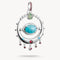 Silver pendant with turquoise stone and red gemstones on a white background