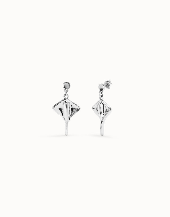 Metal Alloy Sterling Silver Plated Stingray Earrings PEN0956MTL000