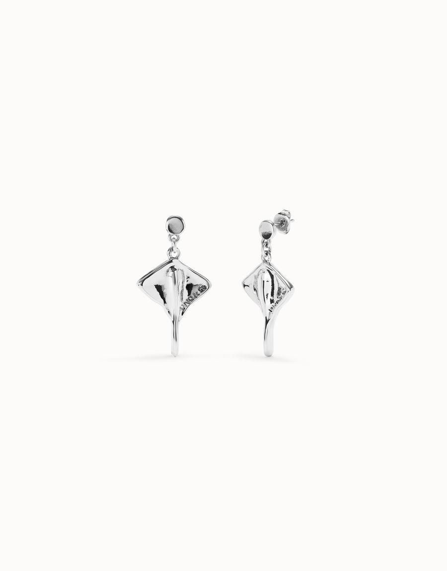 Metal Alloy Sterling Silver Plated Stingray Earrings PEN0956MTL000