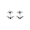Metal Alloy Plated Sterling Silver Detachable Eyelashes Green Faceted Crystal Stud Earrings PEN1006VRDMTL