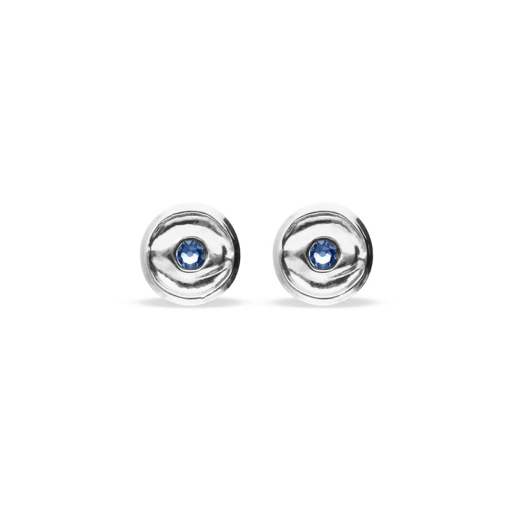 Metal Alloy Bottom Plated Sterling Silver Blue Faceted Crystal Stud Earrings PEN1007AZUMTL