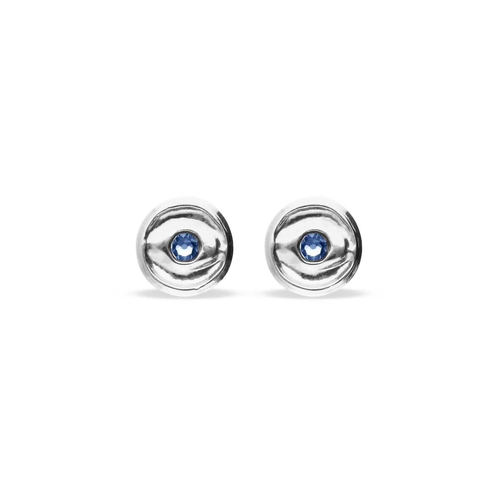 Metal Alloy Bottom Plated Sterling Silver Blue Faceted Crystal Stud Earrings PEN1007AZUMTL