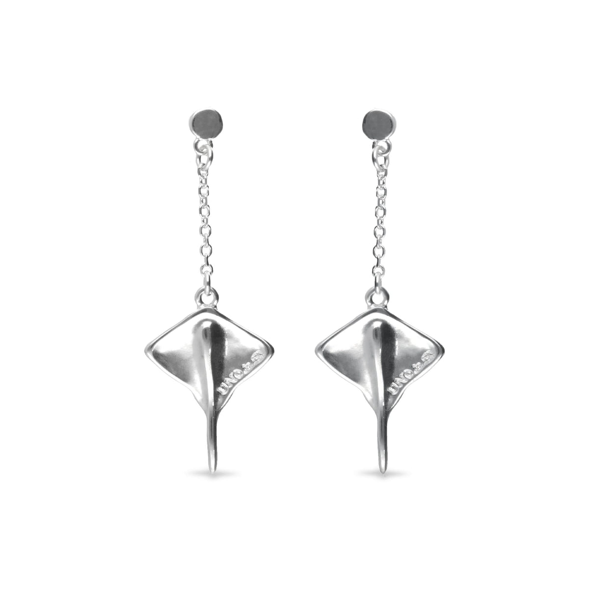 Metal Alloy Sterling Silver Plated Long Chain Stingray Earrings PEN1009MTL000