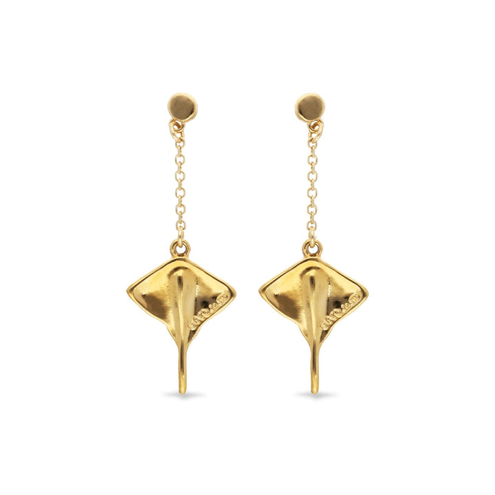 Metal Alloy 18K Gold Plated Long Chain Stingray Earrings PEN1009ORO000