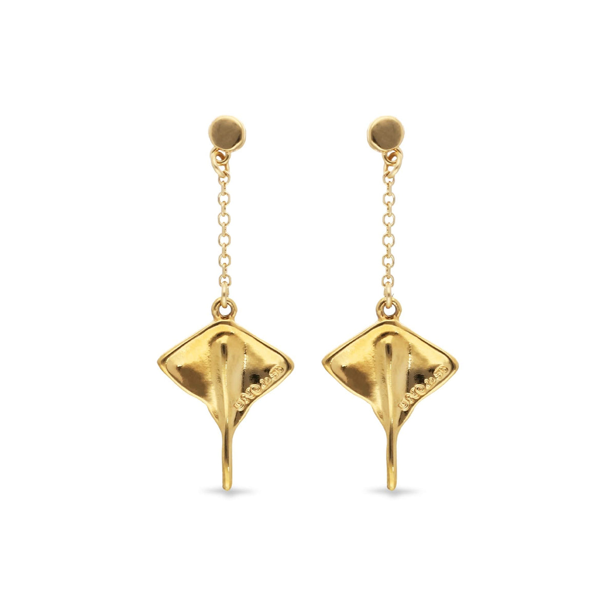 Metal Alloy 18K Gold Plated Long Chain Stingray Earrings PEN1009ORO000