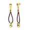 Leather Long 18K Gold Plated Ball Detail Earrings PEN1062MARORO