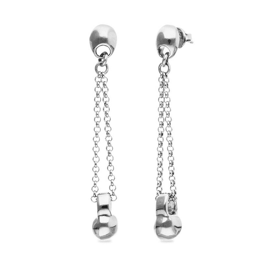 Sterling Silver Metal Alloy Long Chain And Ball Detail Earrings PEN1063MTL000