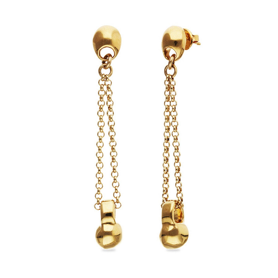 18K Gold Metal Alloy Long Chain And Ball Detail Earrings PEN1063ORO000