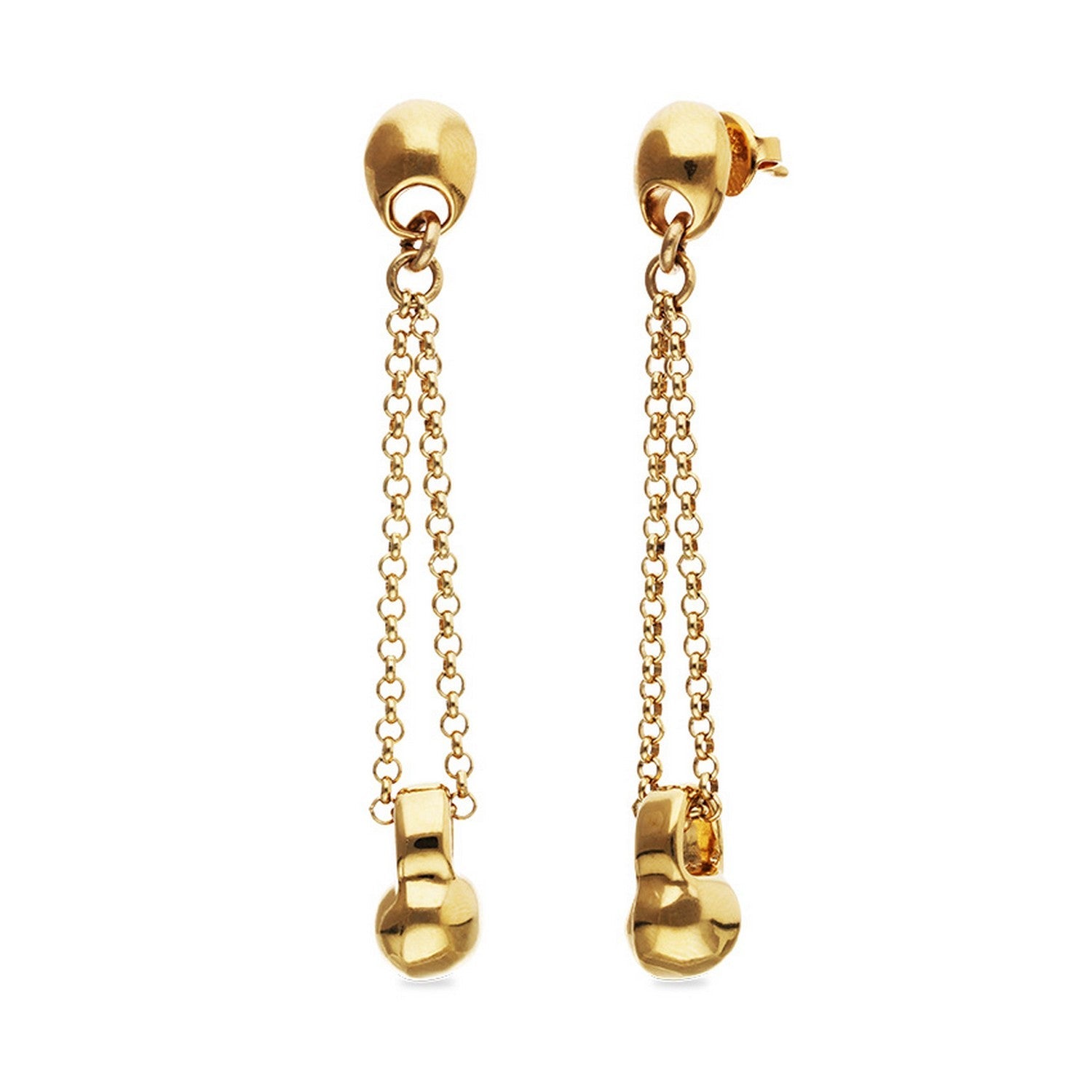 18K Gold Metal Alloy Long Chain And Ball Detail Earrings PEN1063ORO000