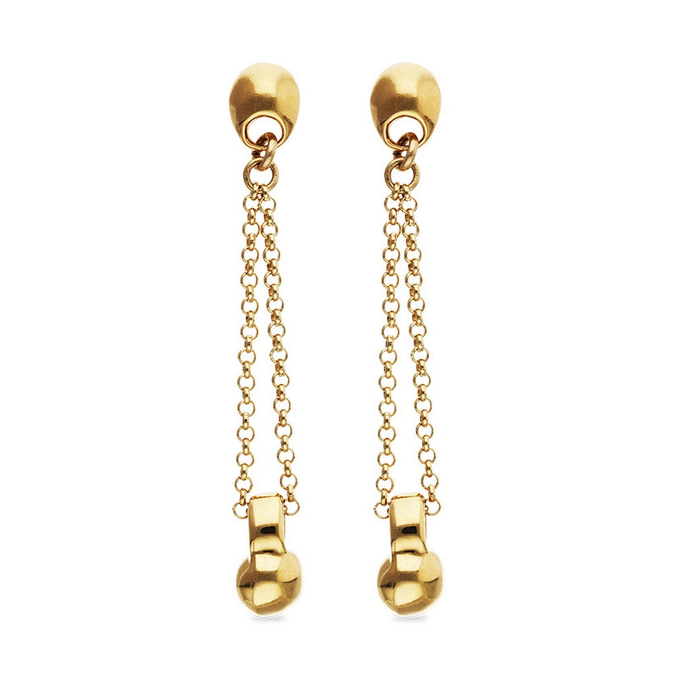 18K Gold Metal Alloy Long Chain And Ball Detail Earrings PEN1063ORO000