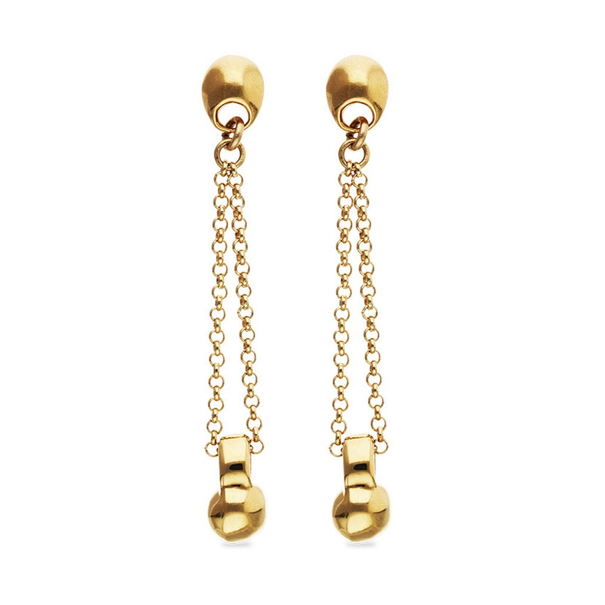 18K Gold Metal Alloy Long Chain And Ball Detail Earrings PEN1063ORO000