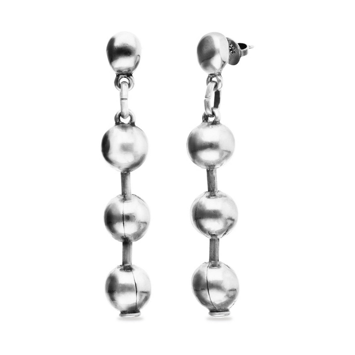 Sterling Silver Plated Balls Long Ear Earrings PEN1064MTL000