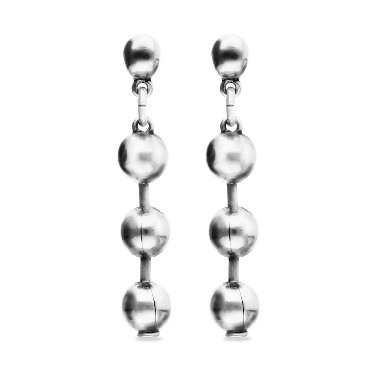 Sterling Silver Plated Balls Long Ear Earrings PEN1064MTL000
