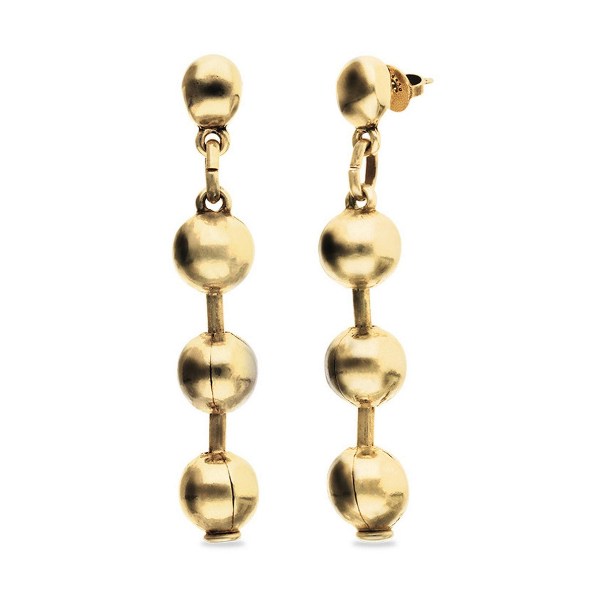18K Gold Plated Balls Long Ear Earrings PEN1064ORO000