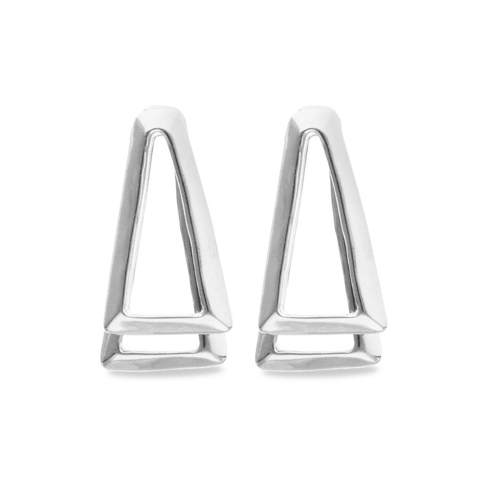 Sterling Silver Plated  Double Triangular Earrings PEN1065MTL000