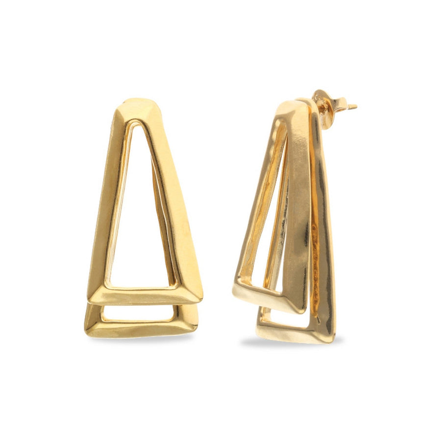 18K Gold Plated Double Triangular Earrings PEN1065ORO000