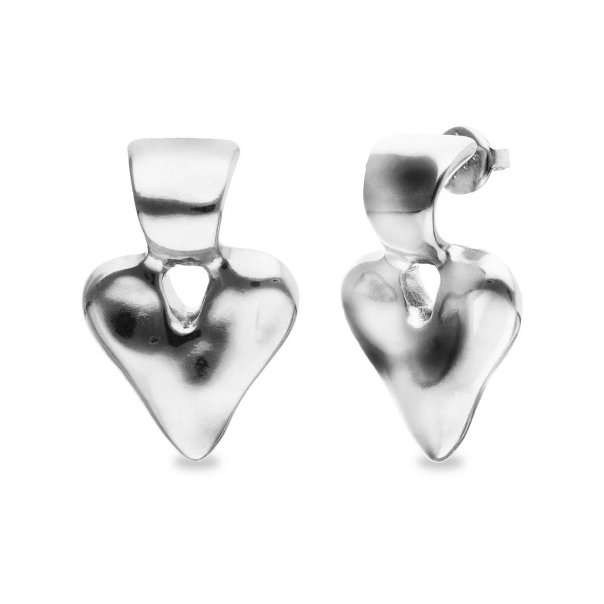 Sterling Silver Plated Heart Shaped Earrings PEN1068MTL000