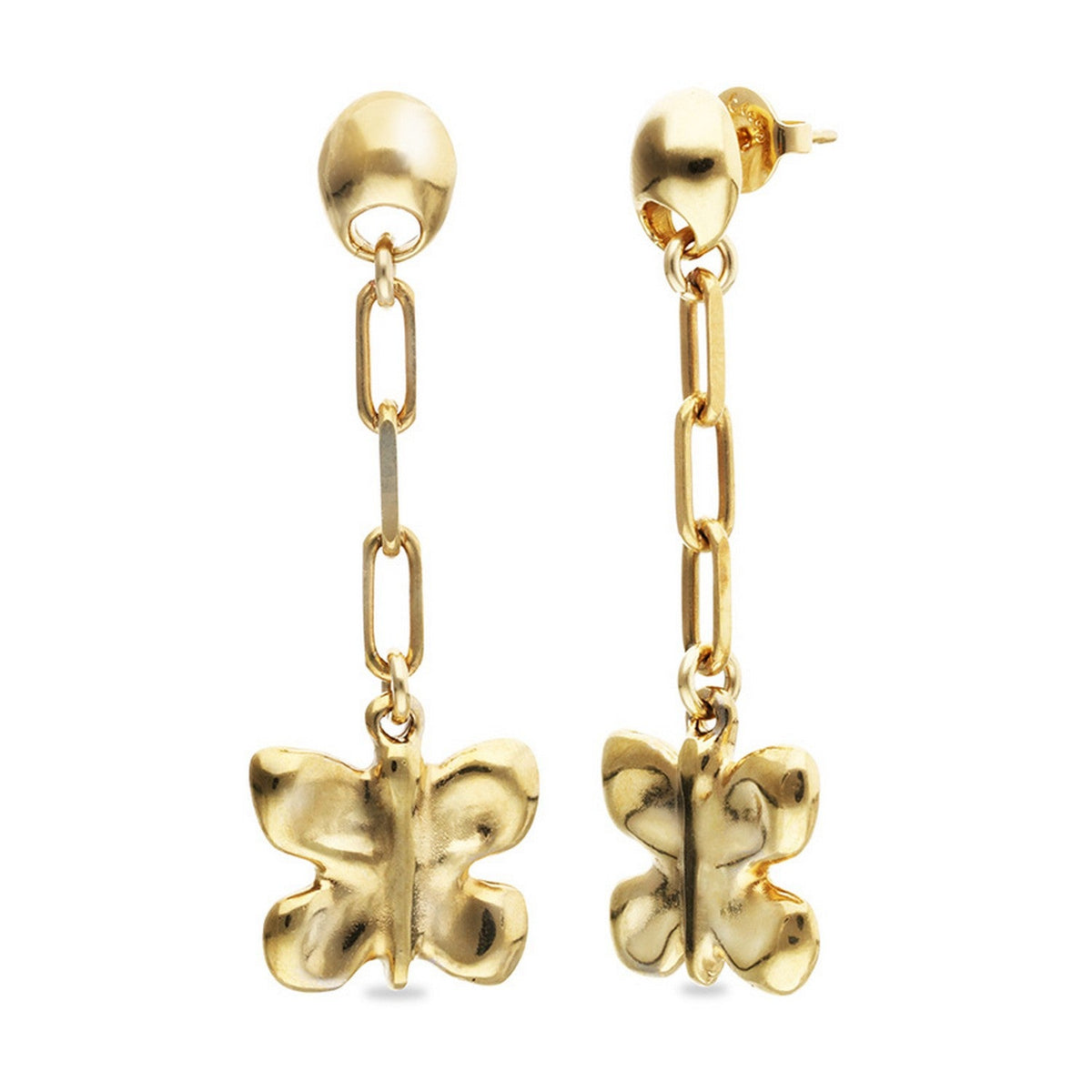 18K Gold Plated Metal Alloy Long Butterfly Earrings PEN1069ORO000