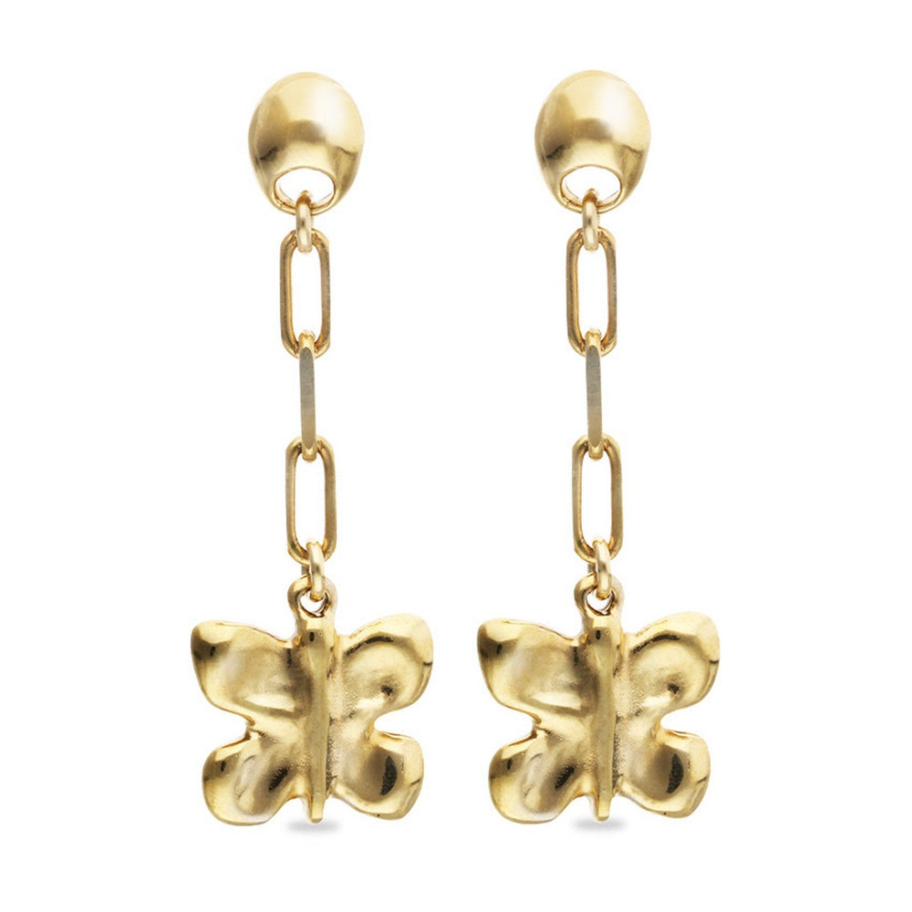 18K Gold Plated Metal Alloy Long Butterfly Earrings PEN1069ORO000