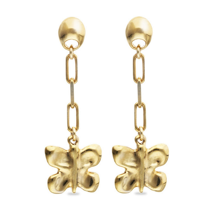 18K Gold Plated Metal Alloy Long Butterfly Earrings PEN1069ORO000