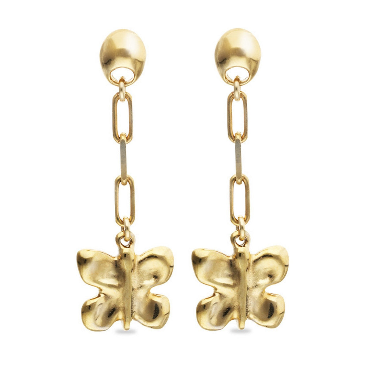 18K Gold Plated Metal Alloy Long Butterfly Earrings PEN1069ORO000