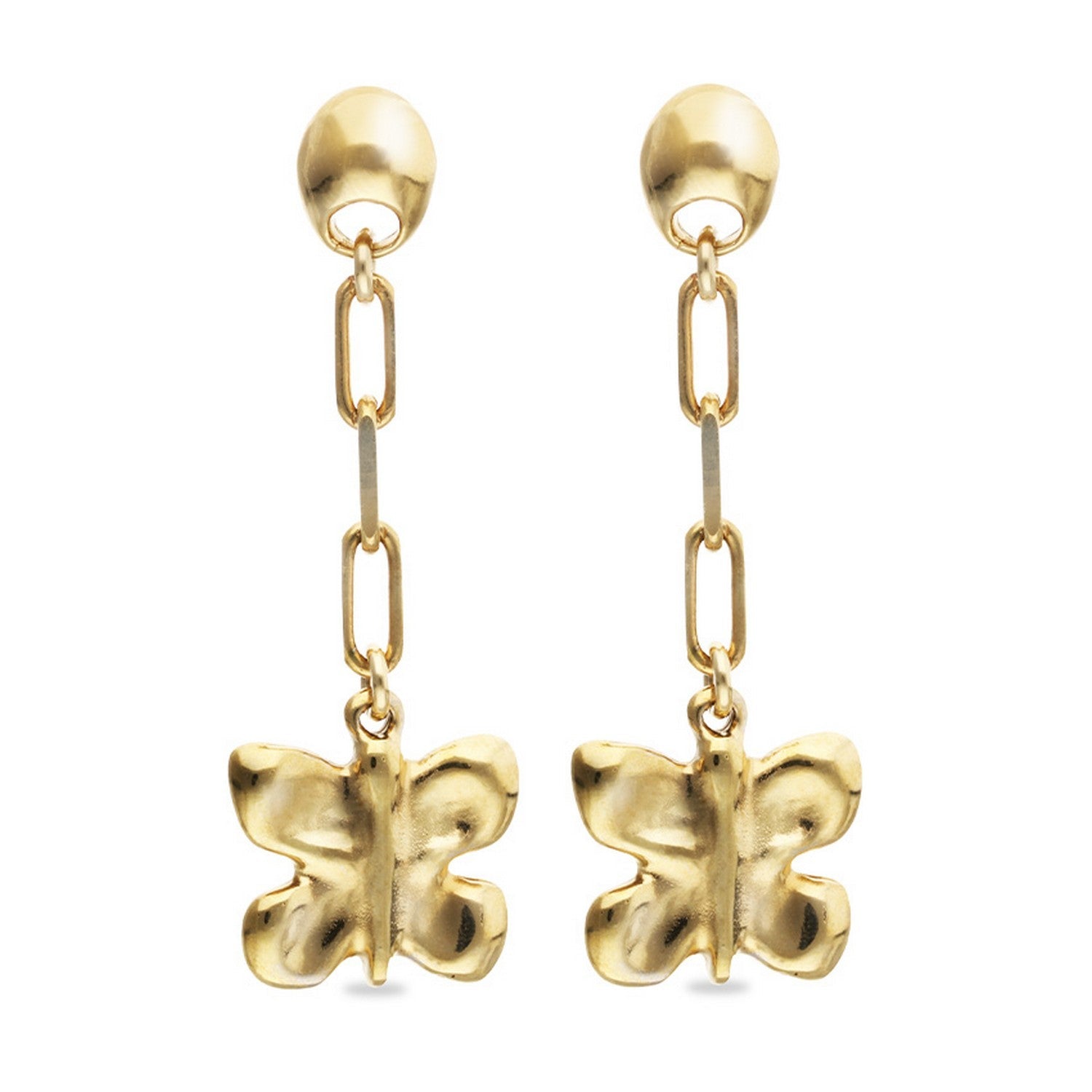 18K Gold Plated Metal Alloy Long Butterfly Earrings PEN1069ORO000