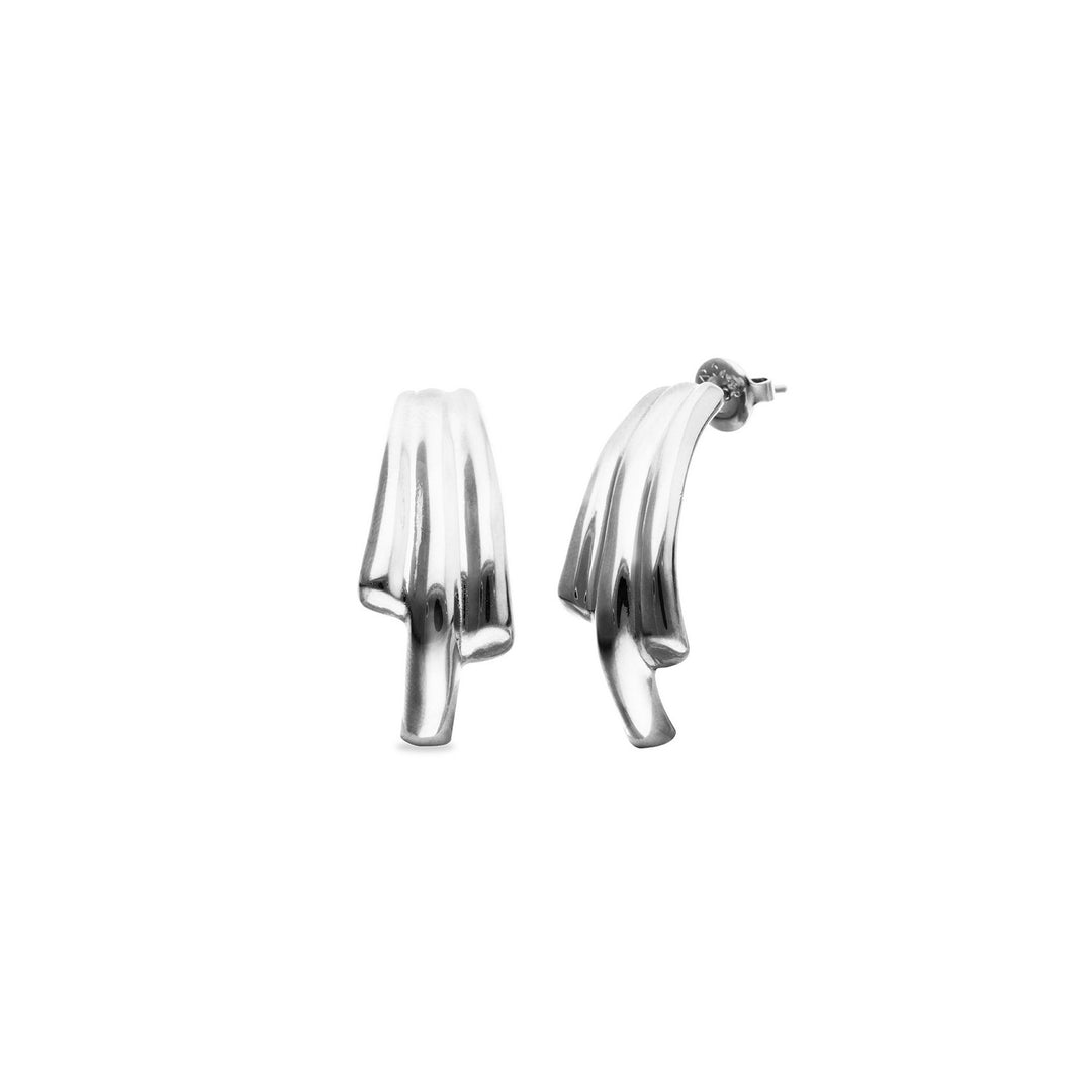 Sterling Silver Plated Elongated Organic Shapes Earrings PEN1071MTL000