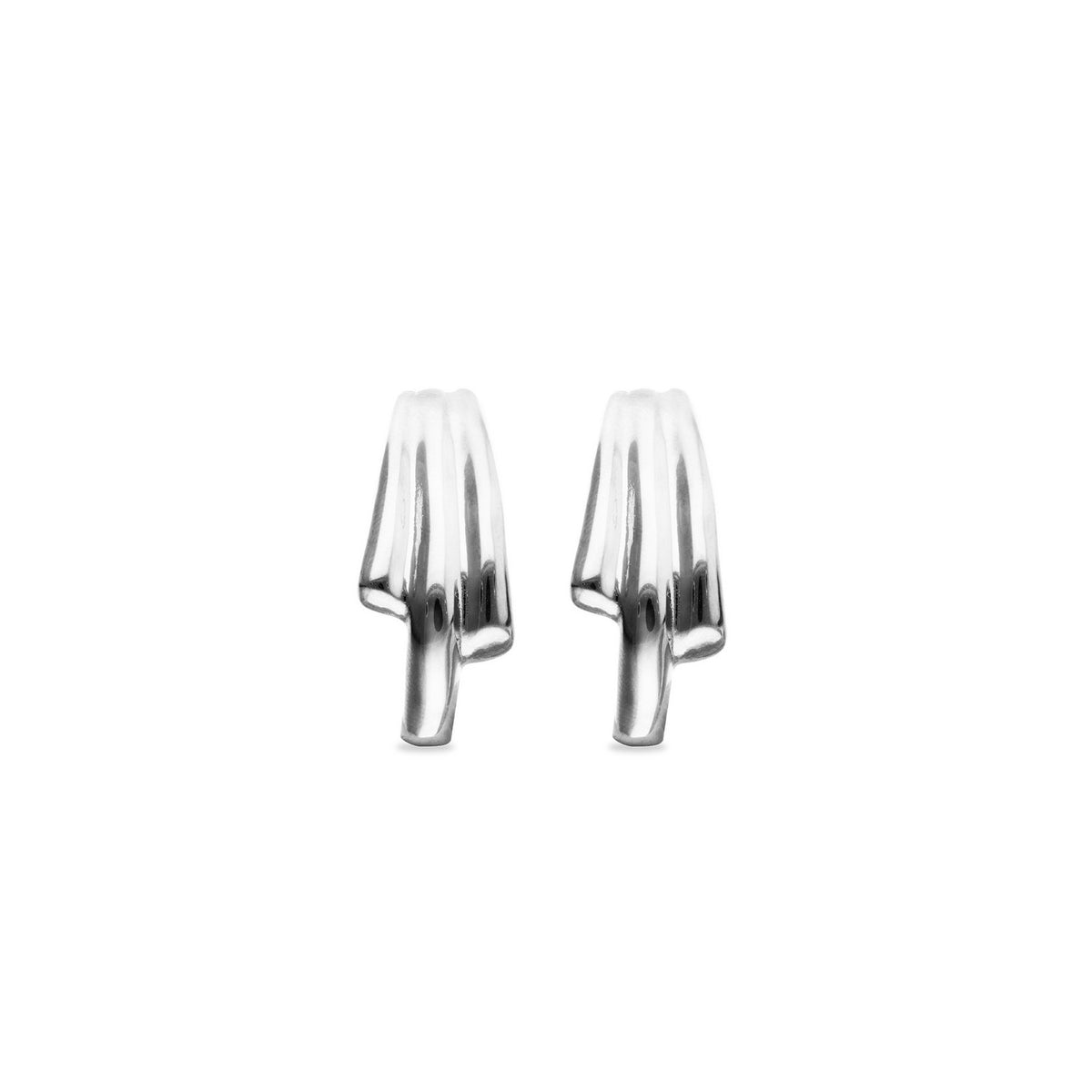 Sterling Silver Plated Elongated Organic Shapes Earrings PEN1071MTL000