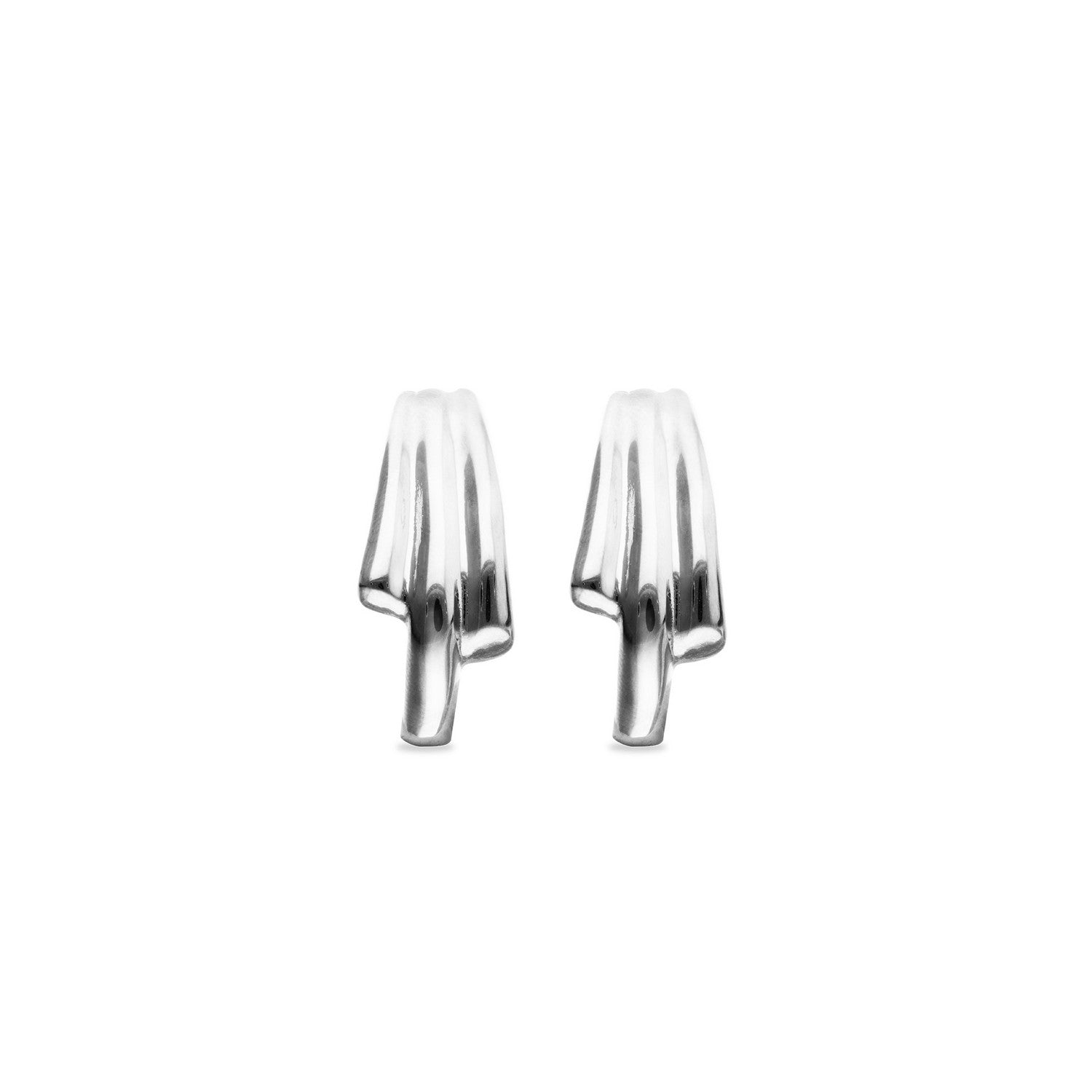 Sterling Silver Plated Elongated Organic Shapes Earrings PEN1071MTL000